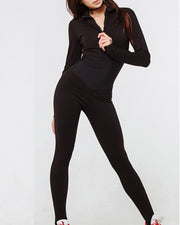 1pcs basic black jumpsuit